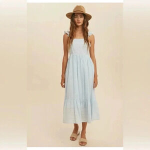 In-Loom Eyelet Lace Smocked Midi Dress Women's